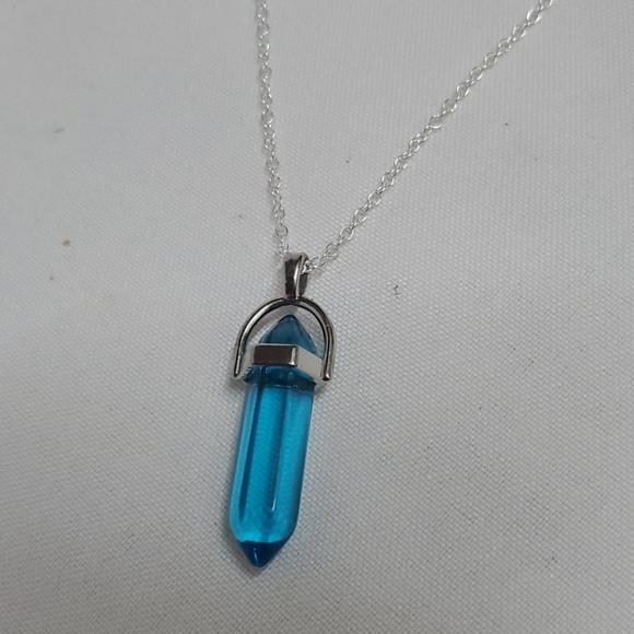 Crystal Hexagonal Stone Pendant Necklace - Picture 7 of 8